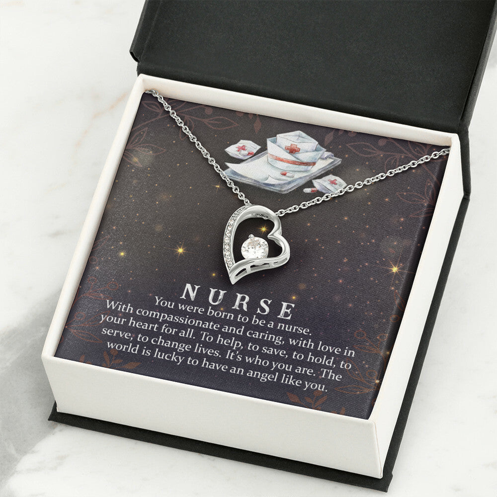You Were Born to Be a Nurse Healthcare Medical Worker Nurse Appreciation GiftForever Necklace w Message Card-Express Your Love Gifts