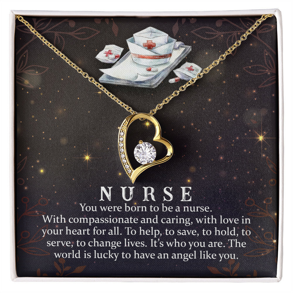 You Were Born to Be a Nurse Healthcare Medical Worker Nurse Appreciation GiftForever Necklace w Message Card-Express Your Love Gifts