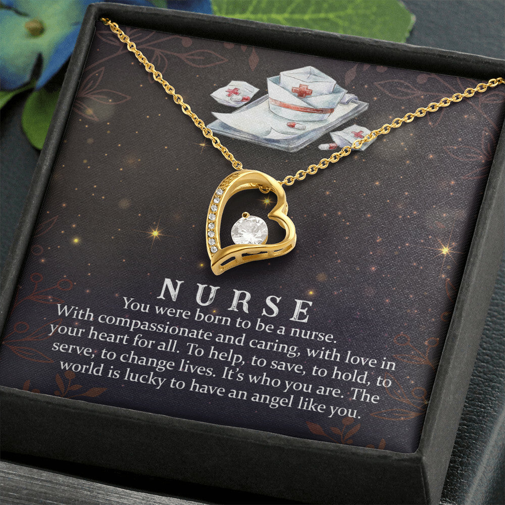 You Were Born to Be a Nurse Healthcare Medical Worker Nurse Appreciation GiftForever Necklace w Message Card-Express Your Love Gifts