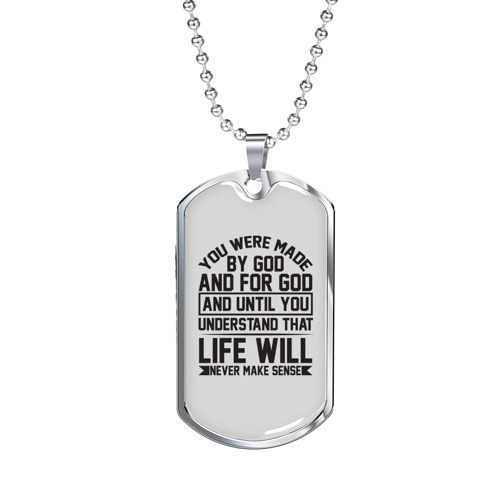 You Were Made By God Christian Necklace Stainless Steel or 18k Gold Dog Tag 24" Chain-Express Your Love Gifts