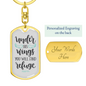 You Will Find Refuge Psalm 91:4 Keychain Stainless Steel or 18k Gold Dog Tag Keyring-Express Your Love Gifts