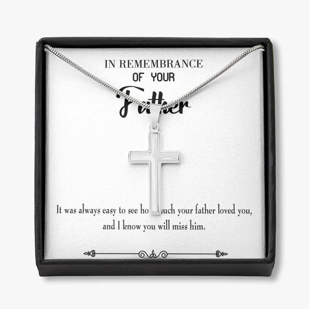 You Will Miss Her Dad Memorial Gift Dad Memorial Cross Necklace Sympathy Gift Loss of Father Condolence Message Card-Express Your Love Gifts