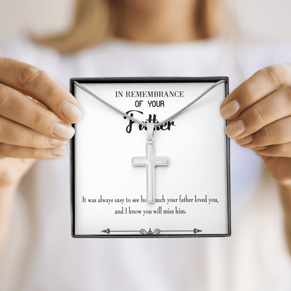 You Will Miss Her Dad Memorial Gift Dad Memorial Cross Necklace Sympathy Gift Loss of Father Condolence Message Card-Express Your Love Gifts