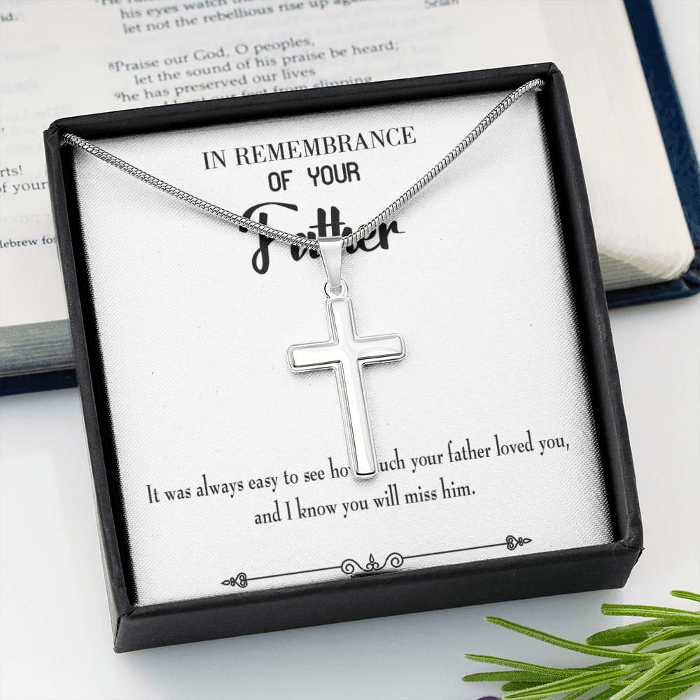 You Will Miss Her Dad Memorial Gift Dad Memorial Cross Necklace Sympathy Gift Loss of Father Condolence Message Card-Express Your Love Gifts