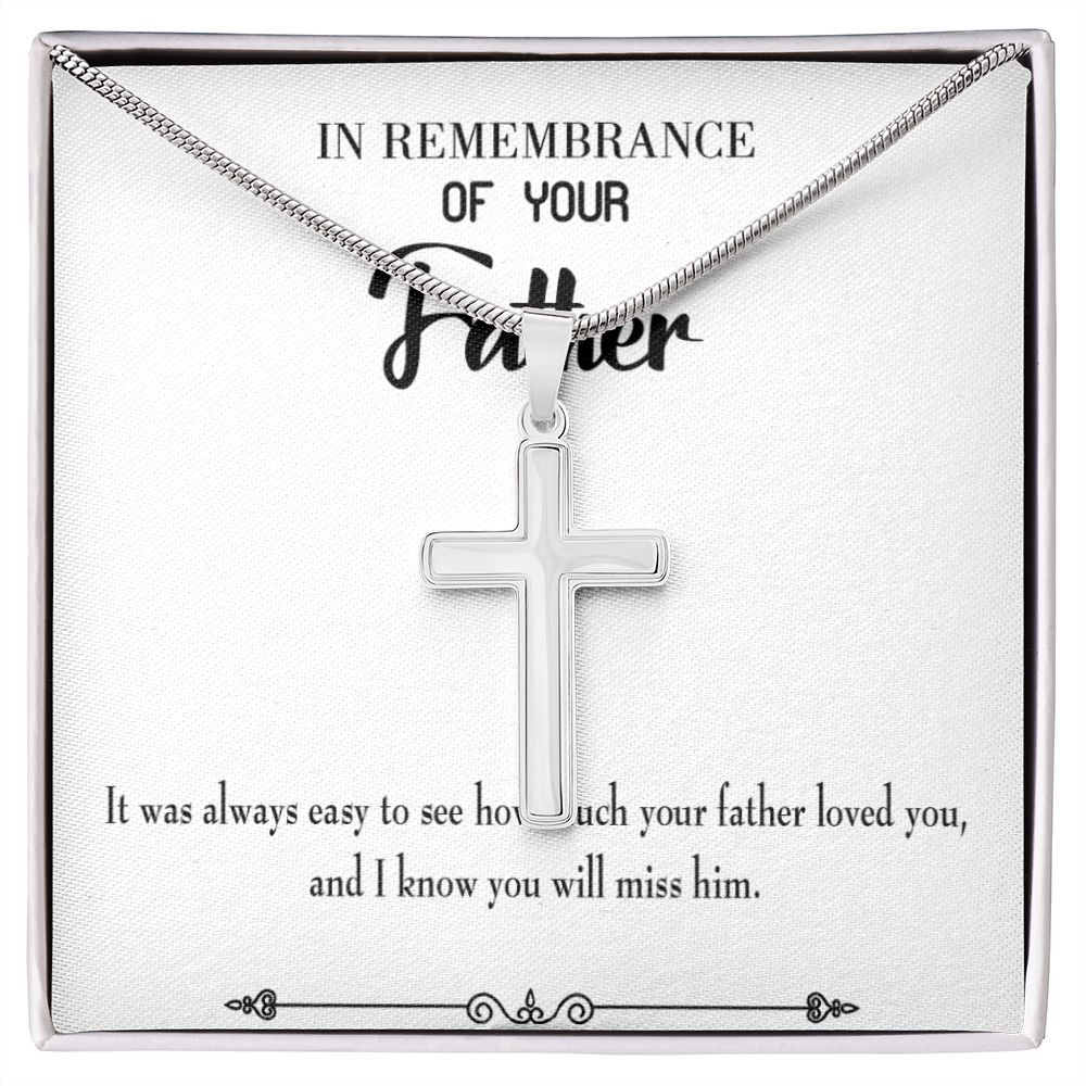 You Will Miss Her Dad Memorial Gift Dad Memorial Cross Necklace Sympathy Gift Loss of Father Condolence Message Card-Express Your Love Gifts