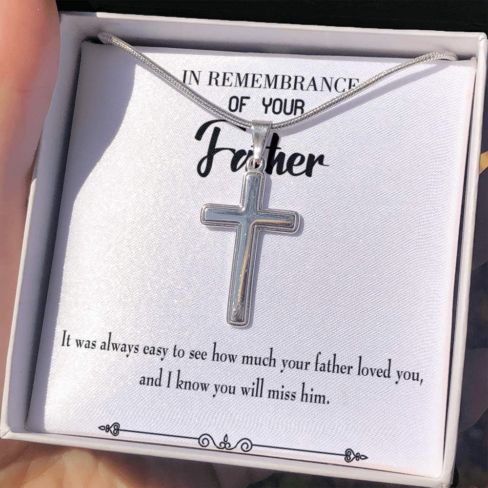 You Will Miss Her Dad Memorial Gift Dad Memorial Cross Necklace Sympathy Gift Loss of Father Condolence Message Card-Express Your Love Gifts