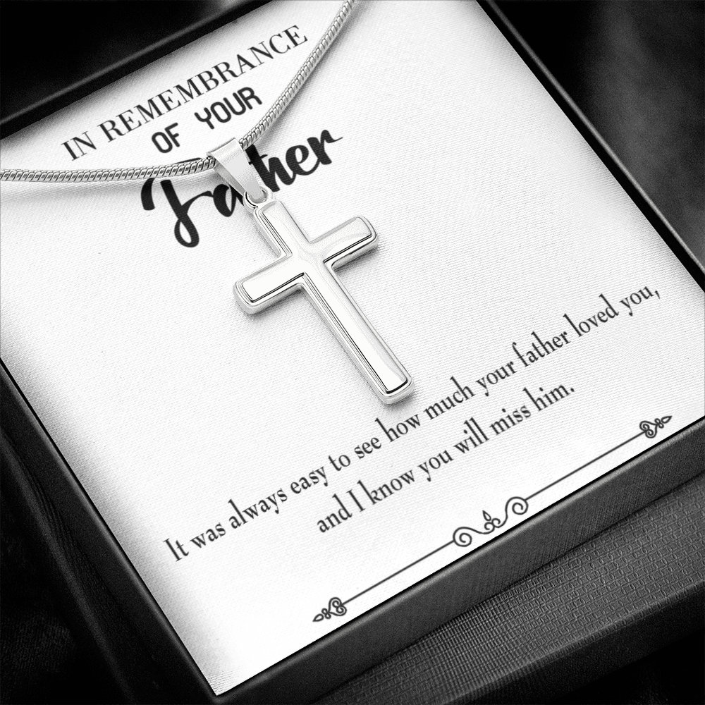You Will Miss Her Dad Memorial Gift Dad Memorial Cross Necklace Sympathy Gift Loss of Father Condolence Message Card-Express Your Love Gifts