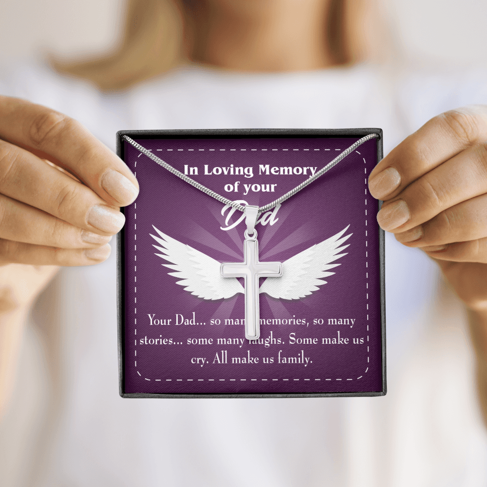 Your Dad Dad Memorial Gift Dad Memorial Cross Necklace Sympathy Gift Loss of Father Condolence Message Card-Express Your Love Gifts