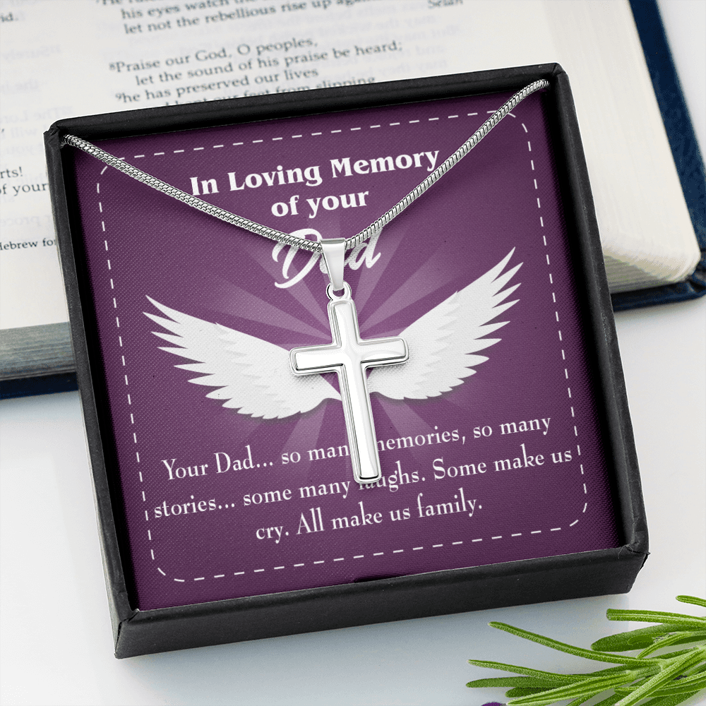 Your Dad Dad Memorial Gift Dad Memorial Cross Necklace Sympathy Gift Loss of Father Condolence Message Card-Express Your Love Gifts