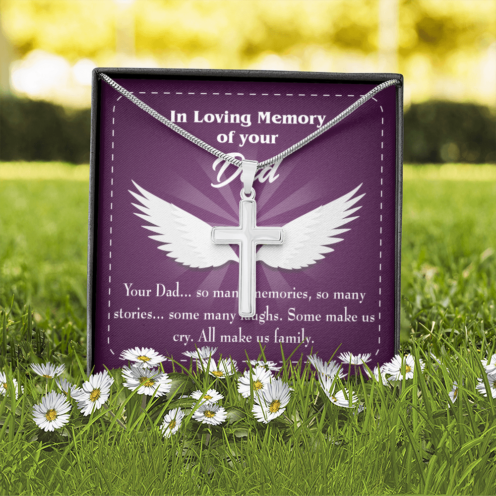 Your Dad Dad Memorial Gift Dad Memorial Cross Necklace Sympathy Gift Loss of Father Condolence Message Card-Express Your Love Gifts