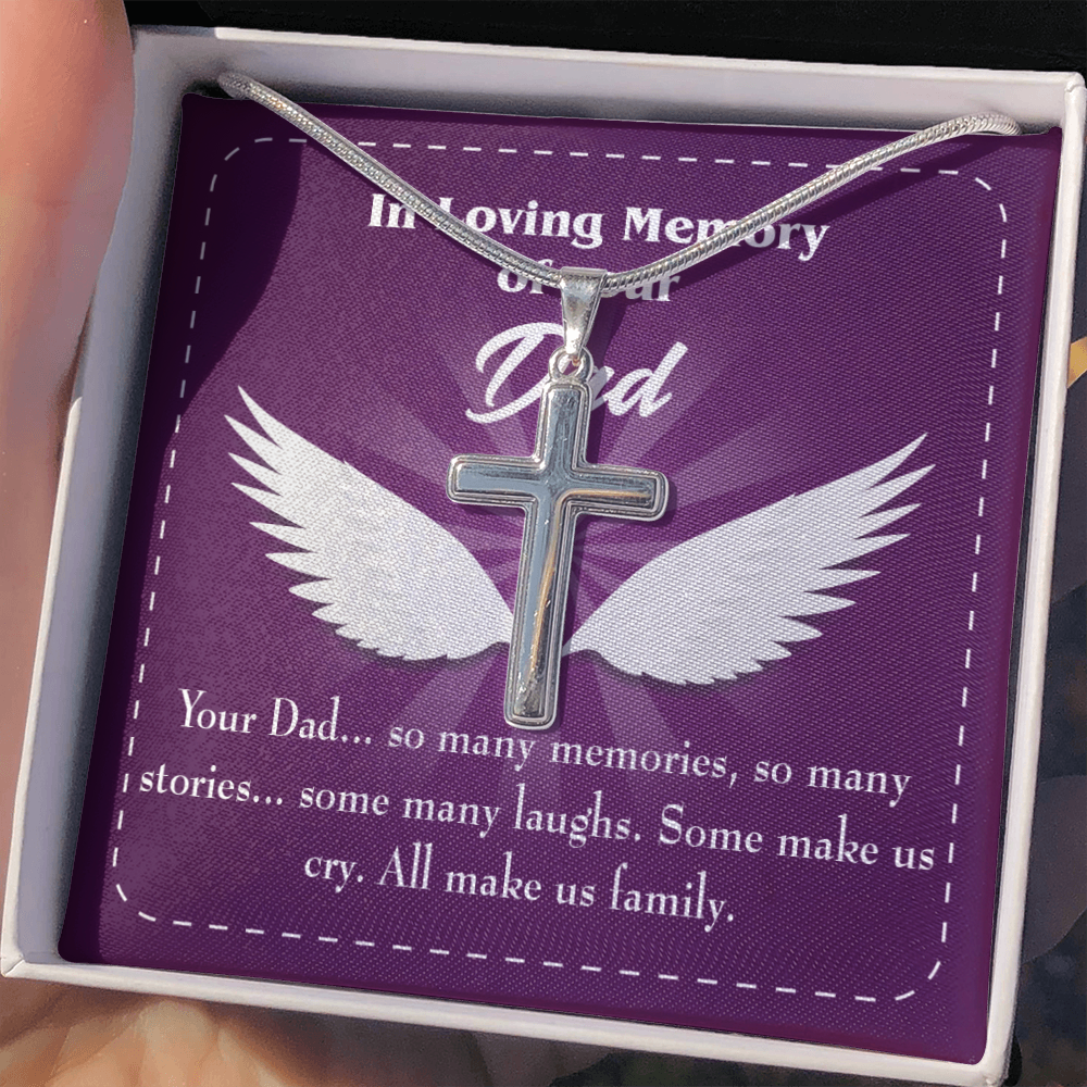 Your Dad Dad Memorial Gift Dad Memorial Cross Necklace Sympathy Gift Loss of Father Condolence Message Card-Express Your Love Gifts