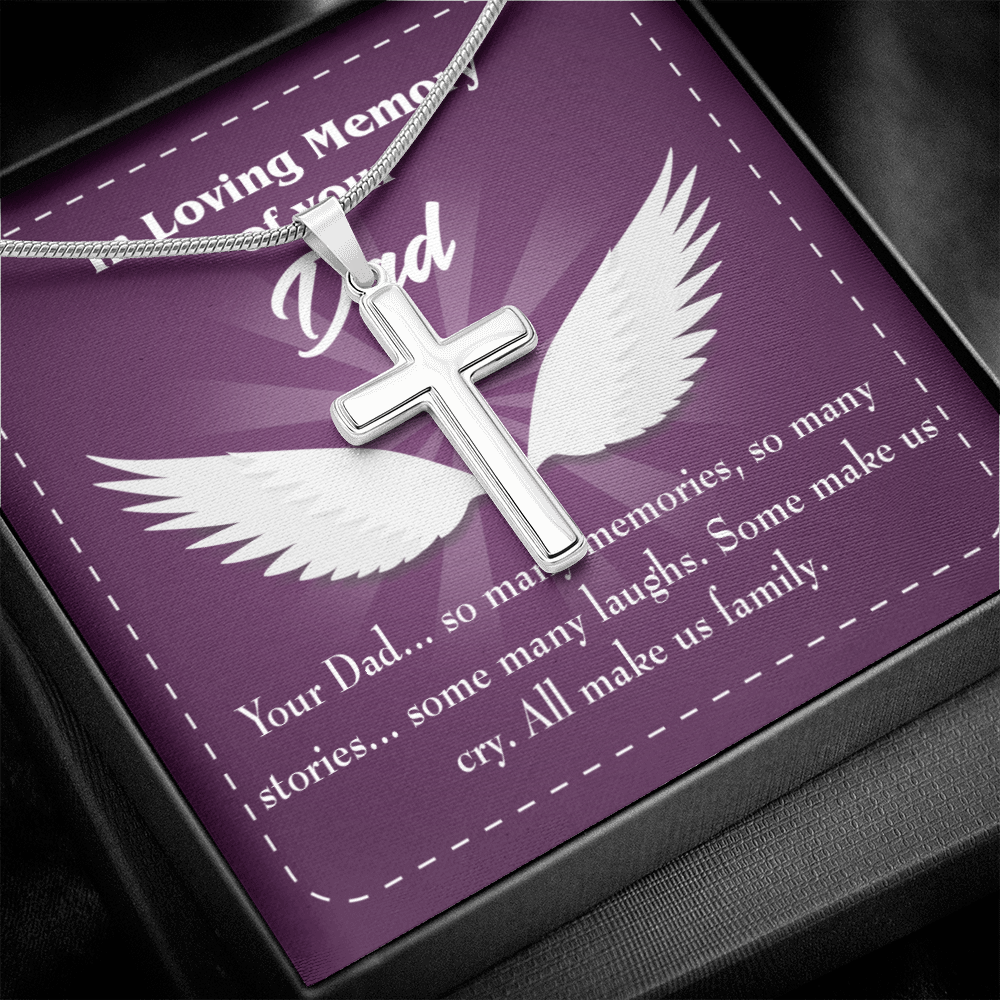 Your Dad Dad Memorial Gift Dad Memorial Cross Necklace Sympathy Gift Loss of Father Condolence Message Card-Express Your Love Gifts