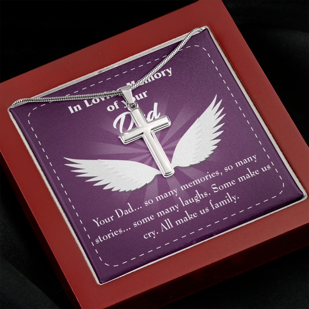 Your Dad Dad Memorial Gift Dad Memorial Cross Necklace Sympathy Gift Loss of Father Condolence Message Card-Express Your Love Gifts