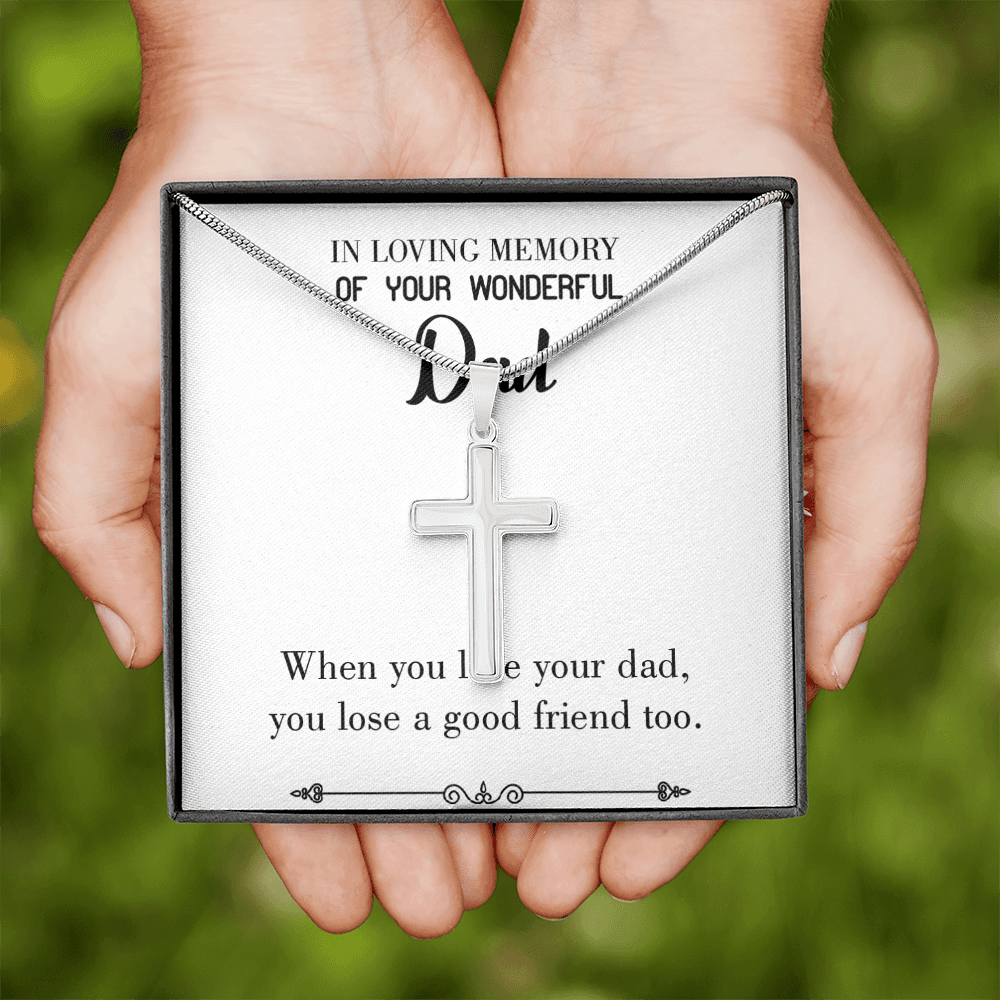 Your Dad Your Friend Dad Memorial Gift Dad Memorial Cross Necklace Sympathy Gift Loss of Father Condolence Message Card-Express Your Love Gifts