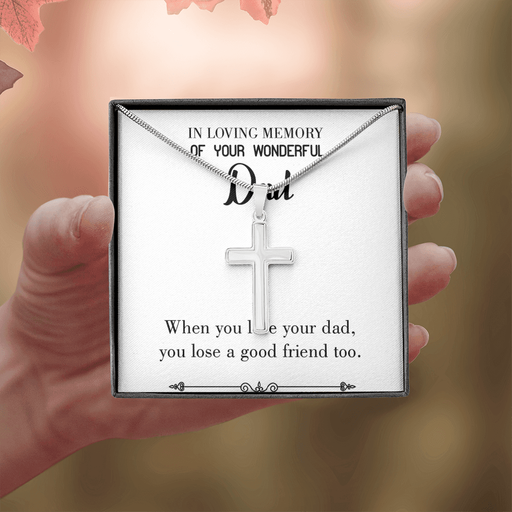 Your Dad Your Friend Dad Memorial Gift Dad Memorial Cross Necklace Sympathy Gift Loss of Father Condolence Message Card-Express Your Love Gifts