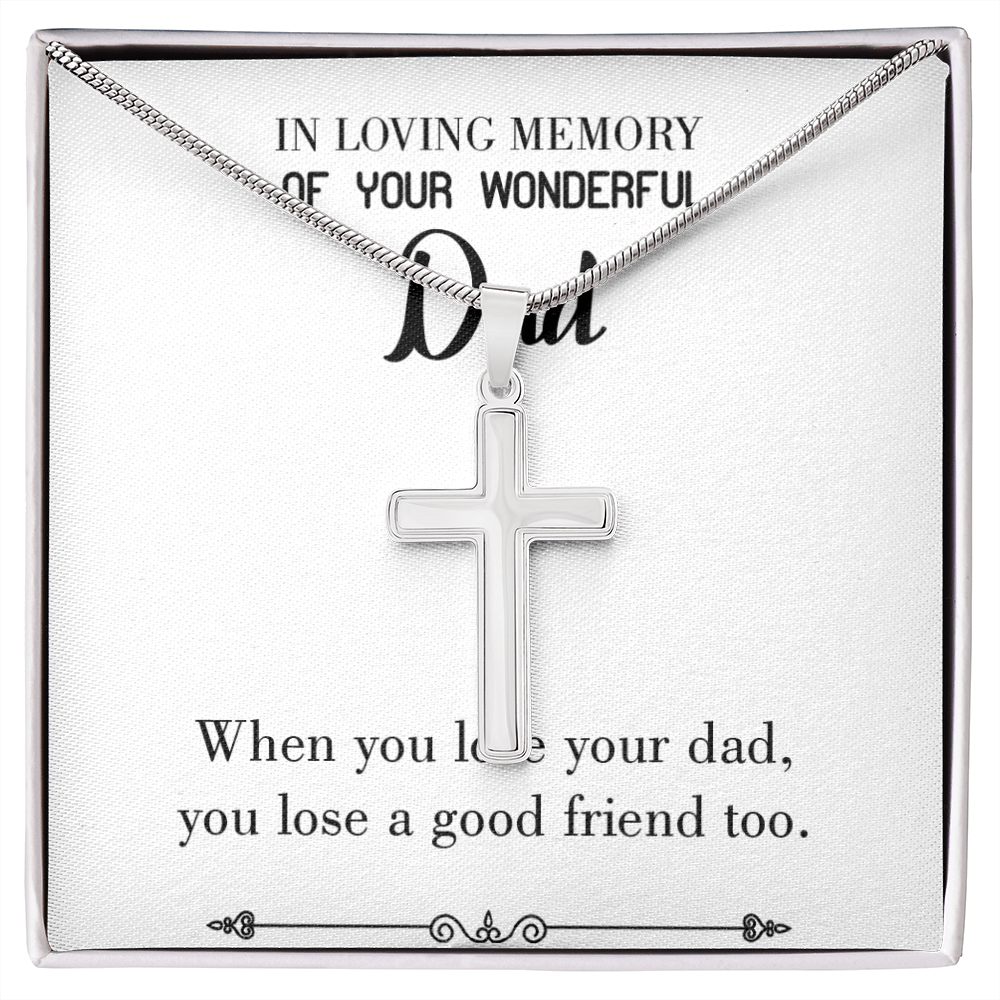 Your Dad Your Friend Dad Memorial Gift Dad Memorial Cross Necklace Sympathy Gift Loss of Father Condolence Message Card-Express Your Love Gifts