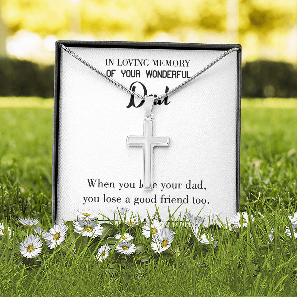 Your Dad Your Friend Dad Memorial Gift Dad Memorial Cross Necklace Sympathy Gift Loss of Father Condolence Message Card-Express Your Love Gifts