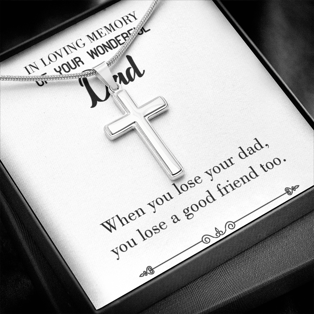 Your Dad Your Friend Dad Memorial Gift Dad Memorial Cross Necklace Sympathy Gift Loss of Father Condolence Message Card-Express Your Love Gifts