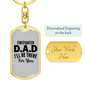Your Firefighter Dad Keychain Stainless Steel or 18k Gold Dog Tag Keyring-Express Your Love Gifts