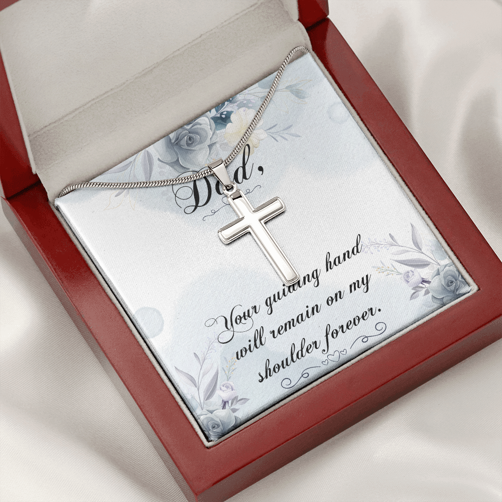 Your Guiding Hand Dad Memorial Gift Dad Memorial Cross Necklace Sympathy Gift Loss of Father Condolence Message Card-Express Your Love Gifts