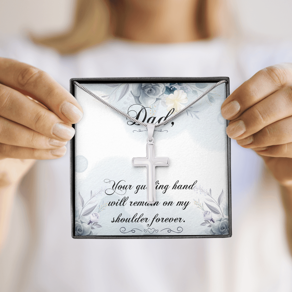 Your Guiding Hand Dad Memorial Gift Dad Memorial Cross Necklace Sympathy Gift Loss of Father Condolence Message Card-Express Your Love Gifts