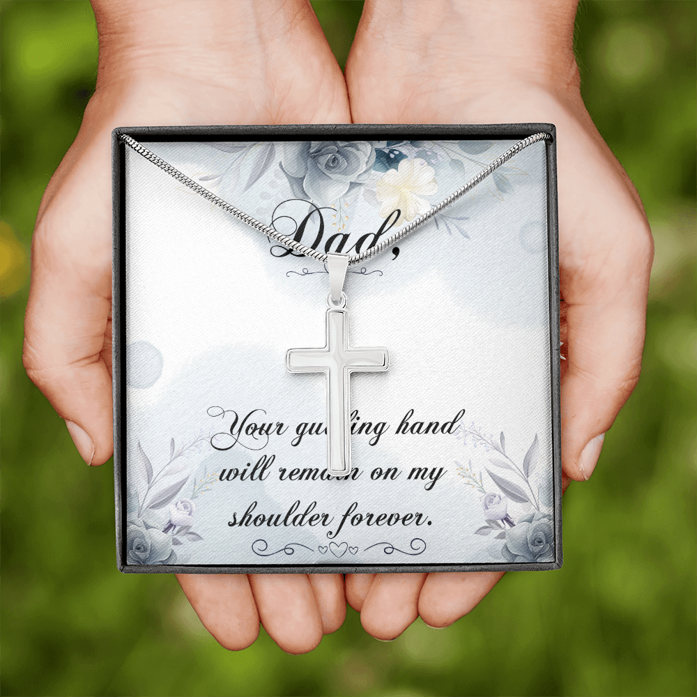 Your Guiding Hand Dad Memorial Gift Dad Memorial Cross Necklace Sympathy Gift Loss of Father Condolence Message Card-Express Your Love Gifts