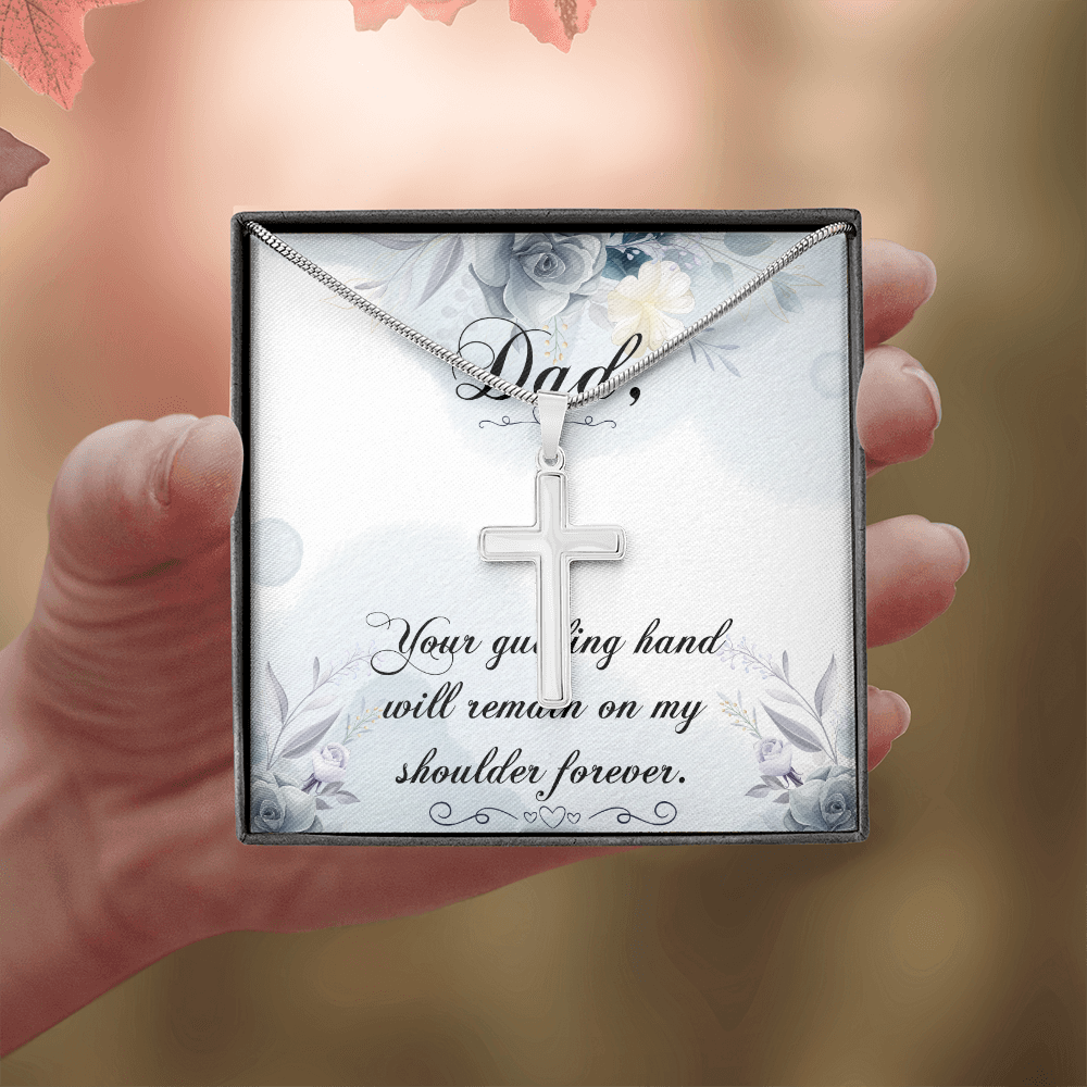 Your Guiding Hand Dad Memorial Gift Dad Memorial Cross Necklace Sympathy Gift Loss of Father Condolence Message Card-Express Your Love Gifts