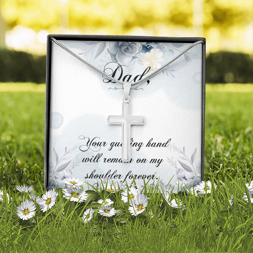 Your Guiding Hand Dad Memorial Gift Dad Memorial Cross Necklace Sympathy Gift Loss of Father Condolence Message Card-Express Your Love Gifts