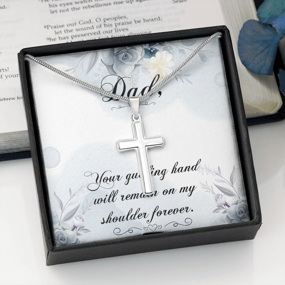Your Guiding Hand Dad Memorial Gift Dad Memorial Cross Necklace Sympathy Gift Loss of Father Condolence Message Card-Express Your Love Gifts
