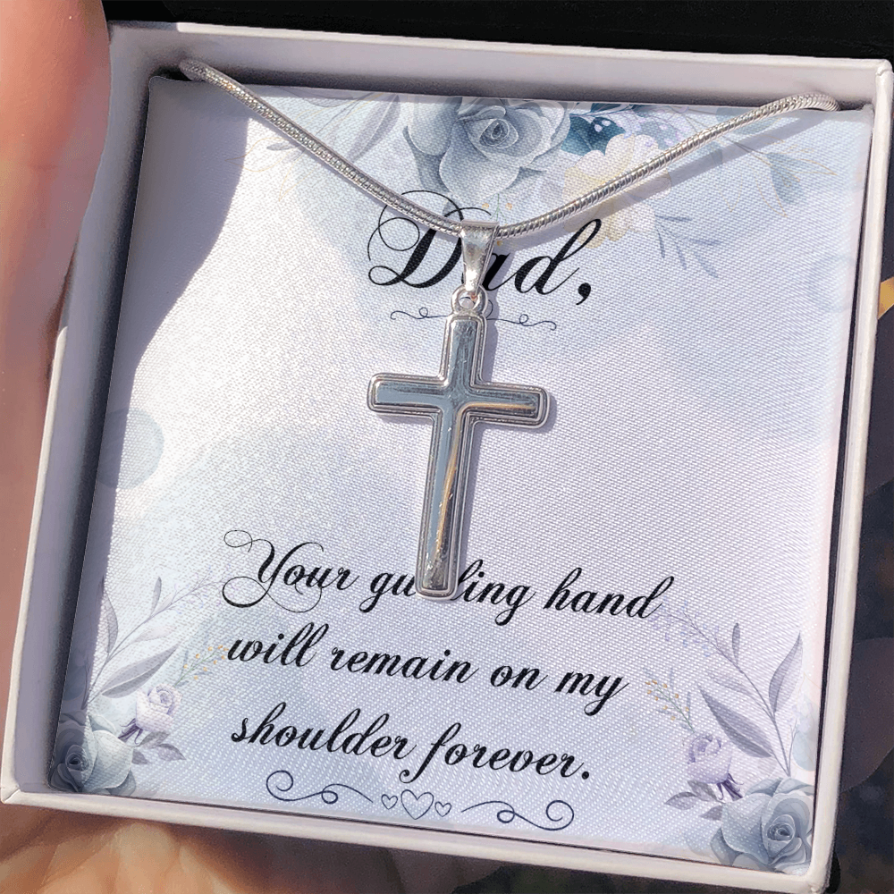 Your Guiding Hand Dad Memorial Gift Dad Memorial Cross Necklace Sympathy Gift Loss of Father Condolence Message Card-Express Your Love Gifts