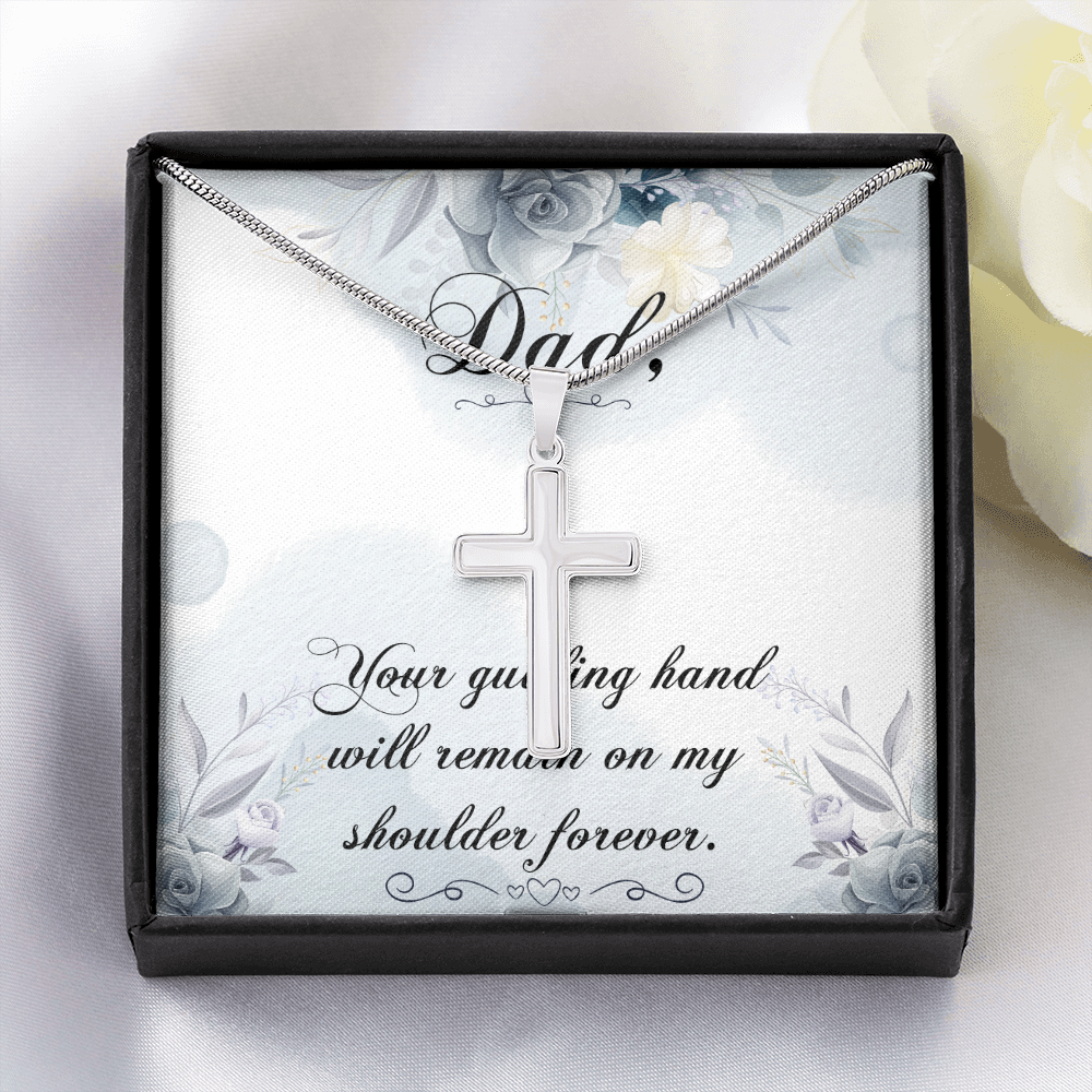 Your Guiding Hand Dad Memorial Gift Dad Memorial Cross Necklace Sympathy Gift Loss of Father Condolence Message Card-Express Your Love Gifts