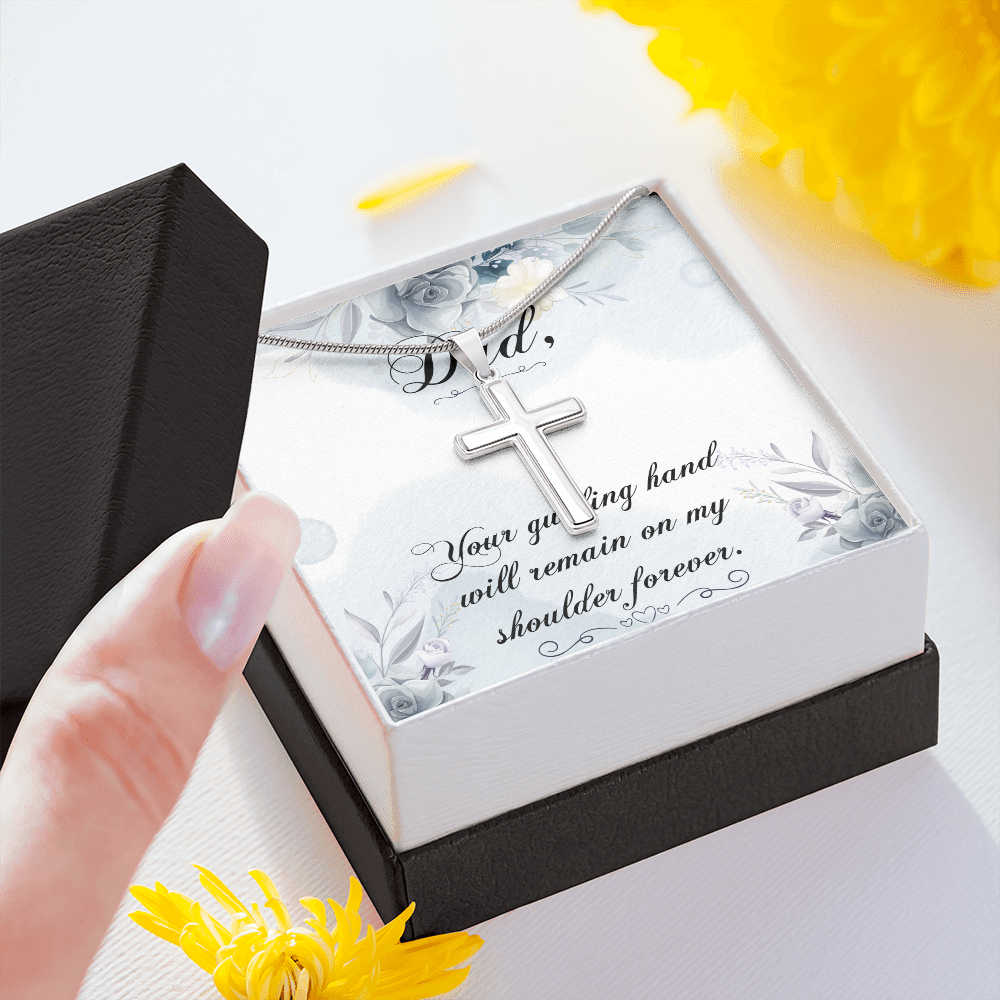 Your Guiding Hand Dad Memorial Gift Dad Memorial Cross Necklace Sympathy Gift Loss of Father Condolence Message Card-Express Your Love Gifts