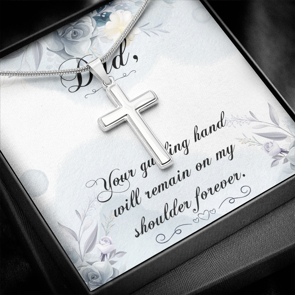 Your Guiding Hand Dad Memorial Gift Dad Memorial Cross Necklace Sympathy Gift Loss of Father Condolence Message Card-Express Your Love Gifts