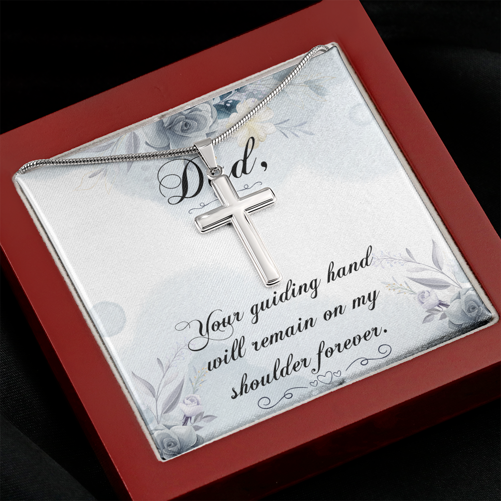 Your Guiding Hand Dad Memorial Gift Dad Memorial Cross Necklace Sympathy Gift Loss of Father Condolence Message Card-Express Your Love Gifts