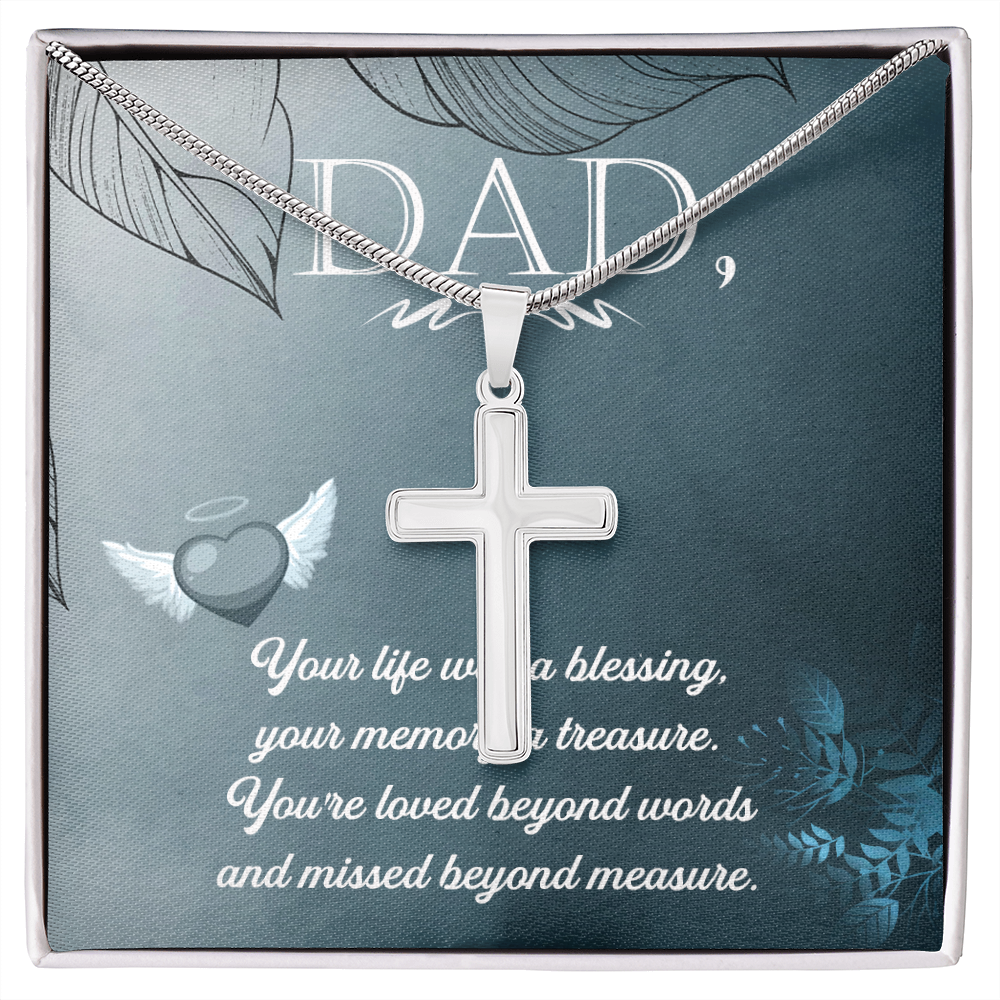 Your Life Was a Dad Memorial Gift Dad Memorial Cross Necklace Sympathy Gift Loss of Father Condolence Message Card-Express Your Love Gifts