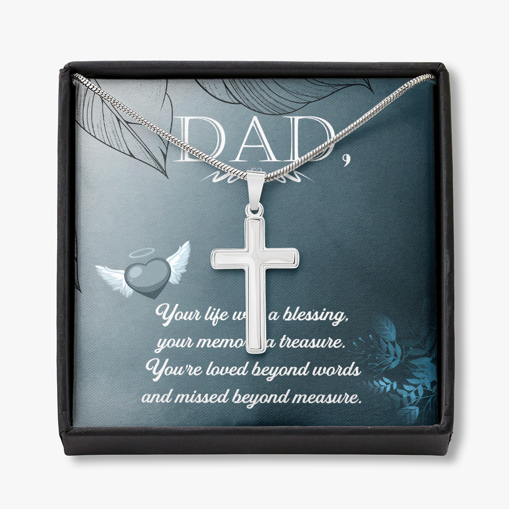 Your Life Was a Dad Memorial Gift Dad Memorial Cross Necklace Sympathy Gift Loss of Father Condolence Message Card-Express Your Love Gifts