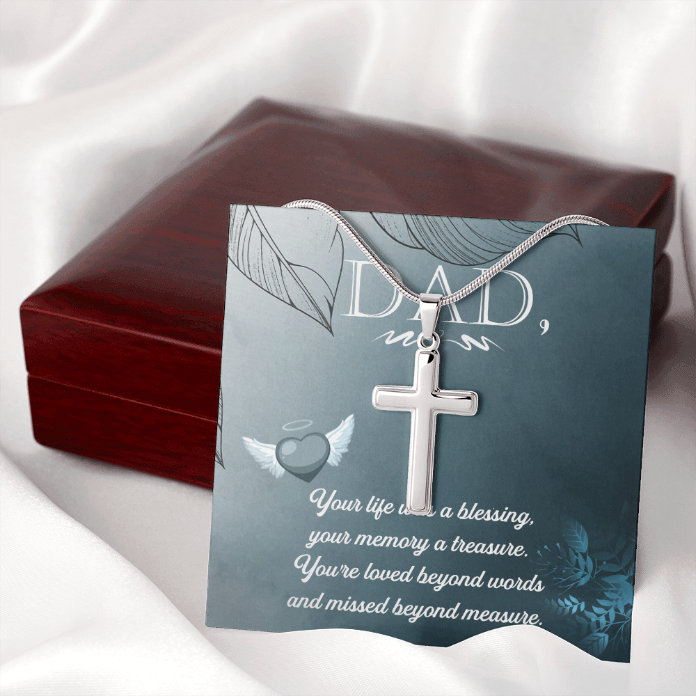 Your Life Was a Dad Memorial Gift Dad Memorial Cross Necklace Sympathy Gift Loss of Father Condolence Message Card-Express Your Love Gifts