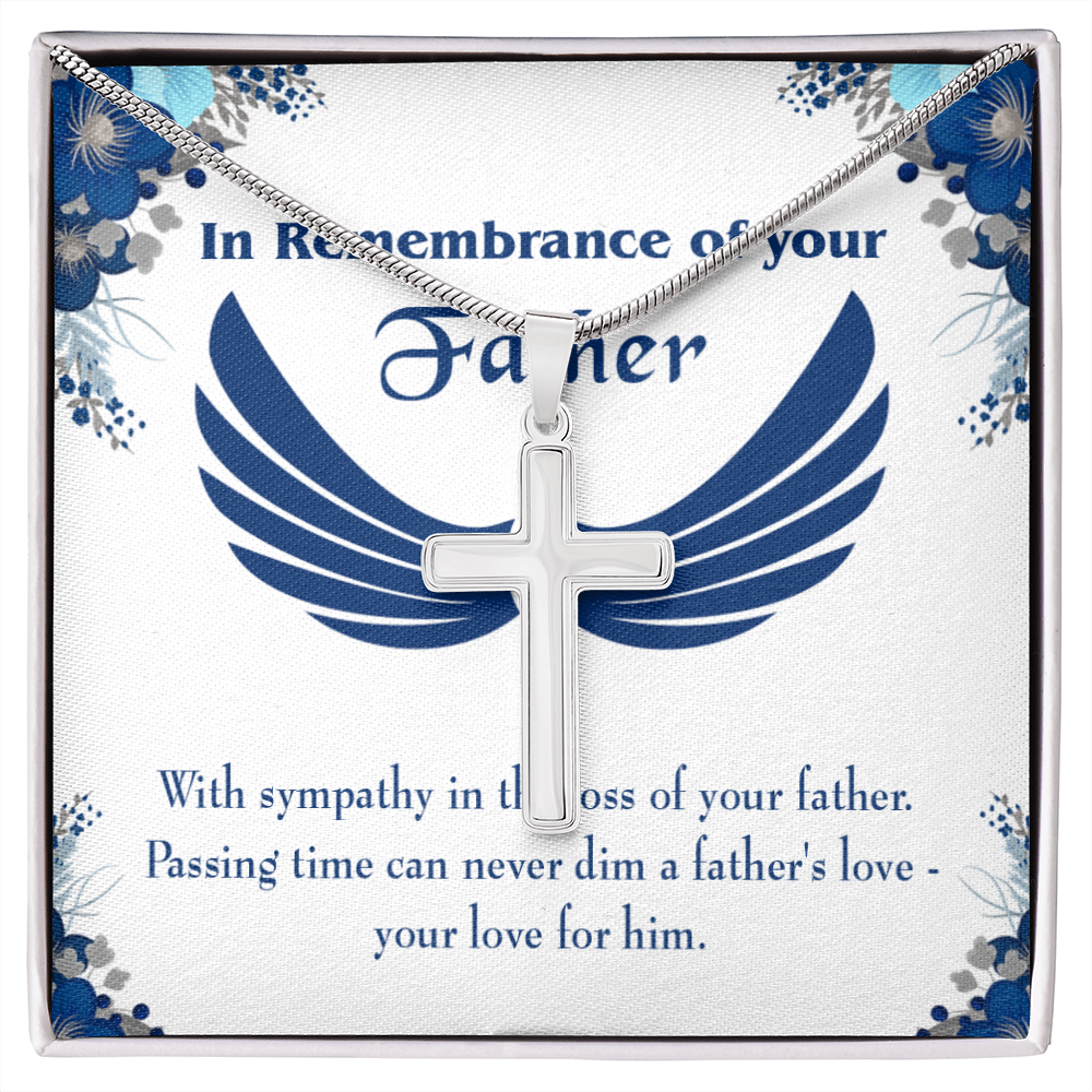 Your Love For Him Dad Memorial Gift Dad Memorial Cross Necklace Sympathy Gift Loss of Father Condolence Message Card-Express Your Love Gifts