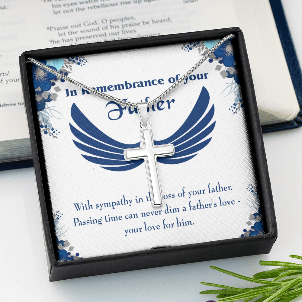 Your Love For Him Dad Memorial Gift Dad Memorial Cross Necklace Sympathy Gift Loss of Father Condolence Message Card-Express Your Love Gifts