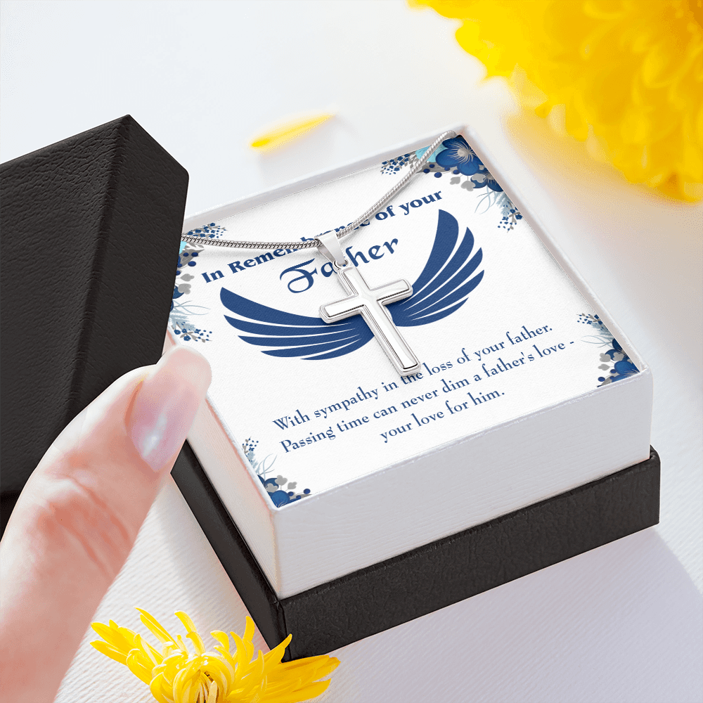 Your Love For Him Dad Memorial Gift Dad Memorial Cross Necklace Sympathy Gift Loss of Father Condolence Message Card-Express Your Love Gifts