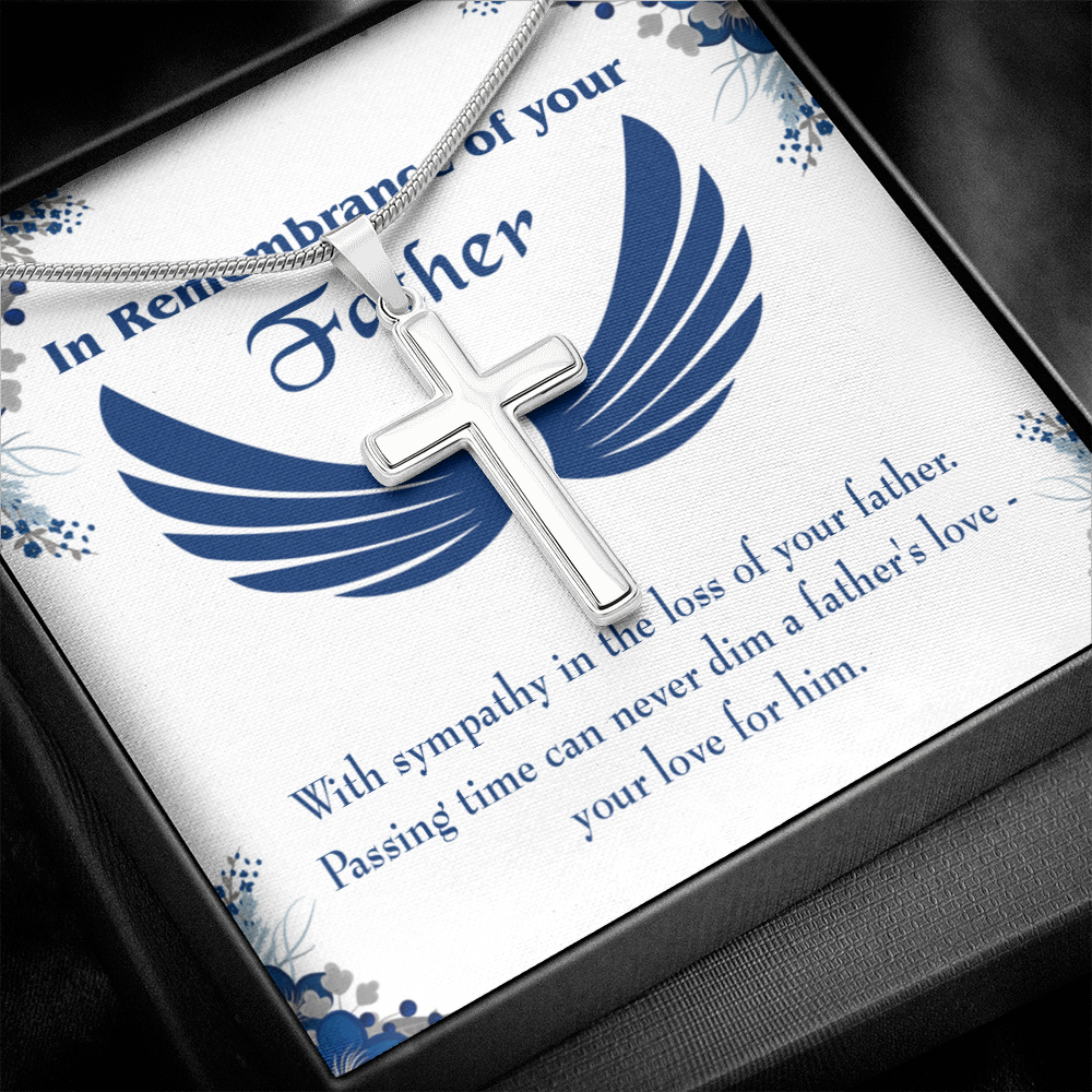 Your Love For Him Dad Memorial Gift Dad Memorial Cross Necklace Sympathy Gift Loss of Father Condolence Message Card-Express Your Love Gifts