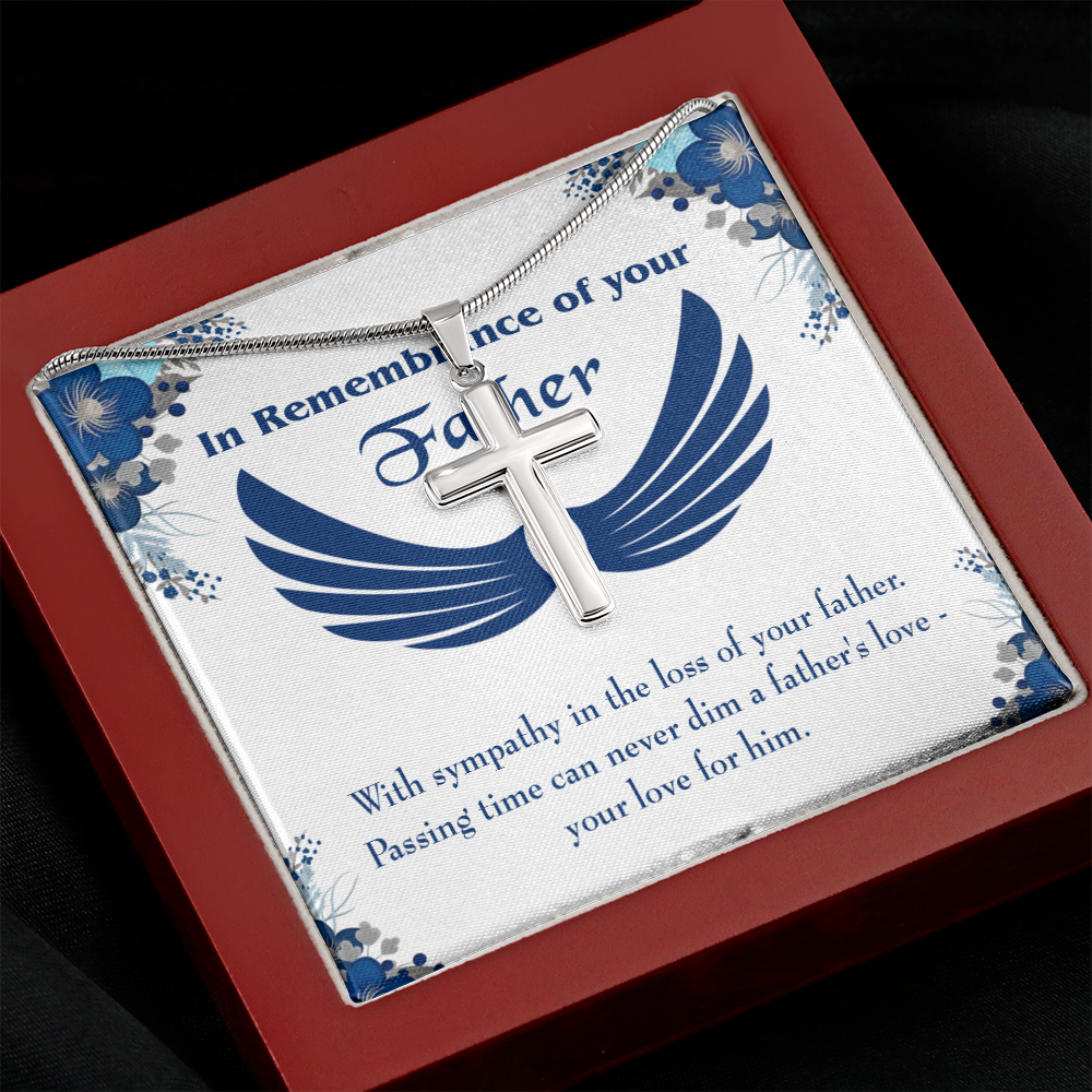 Your Love For Him Dad Memorial Gift Dad Memorial Cross Necklace Sympathy Gift Loss of Father Condolence Message Card-Express Your Love Gifts