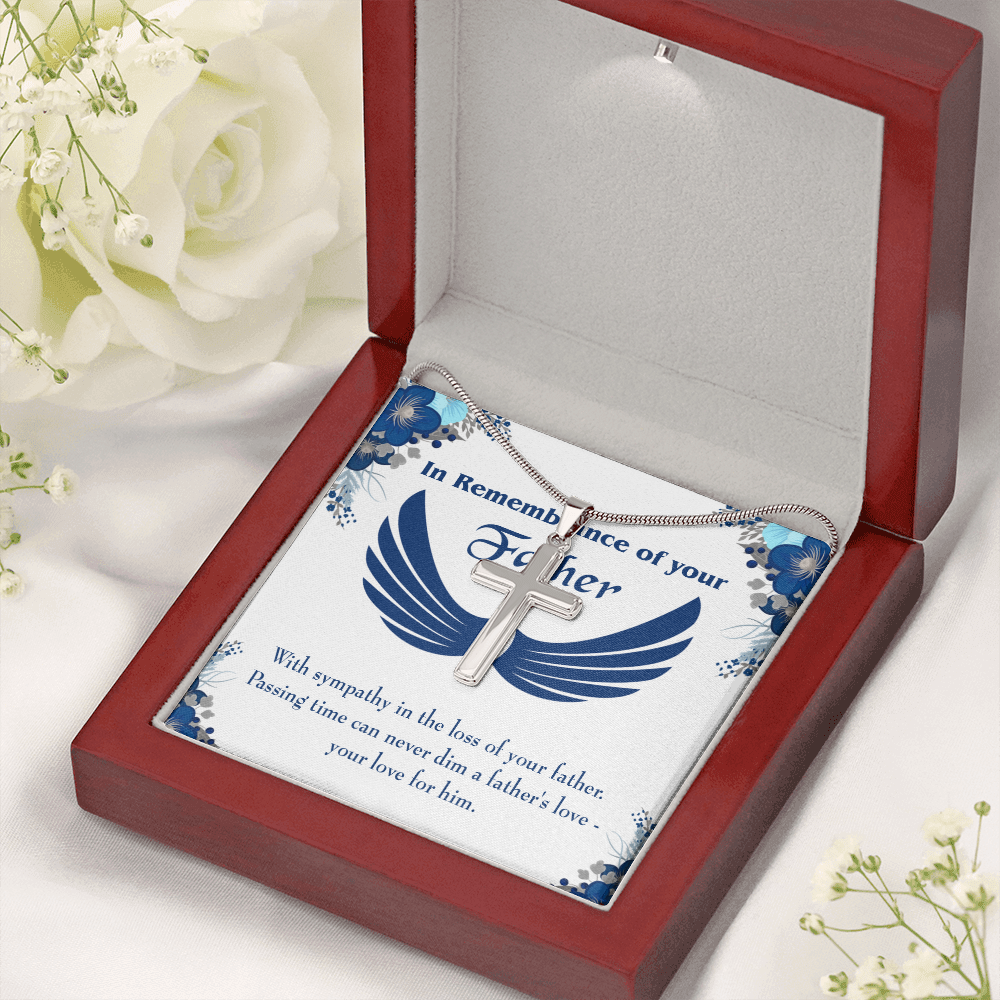 Your Love For Him Dad Memorial Gift Dad Memorial Cross Necklace Sympathy Gift Loss of Father Condolence Message Card-Express Your Love Gifts