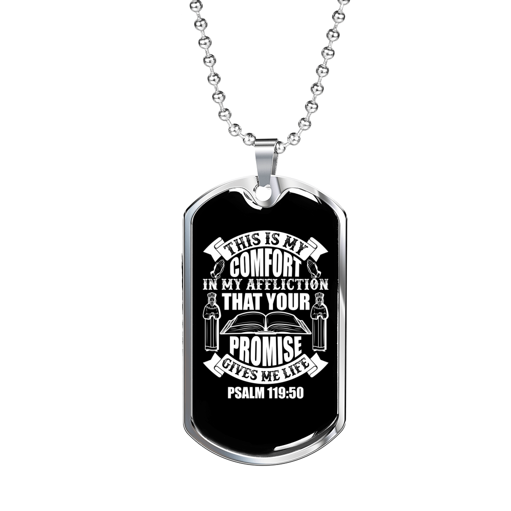 Your Promise Gives Life Christian Necklace Stainless Steel or 18k Gold Dog Tag 24" Chain-Express Your Love Gifts
