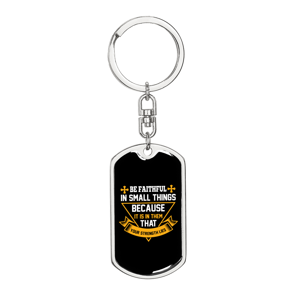 Your Strength Keychain Stainless Steel or 18k Gold Dog Tag Keyring-Express Your Love Gifts