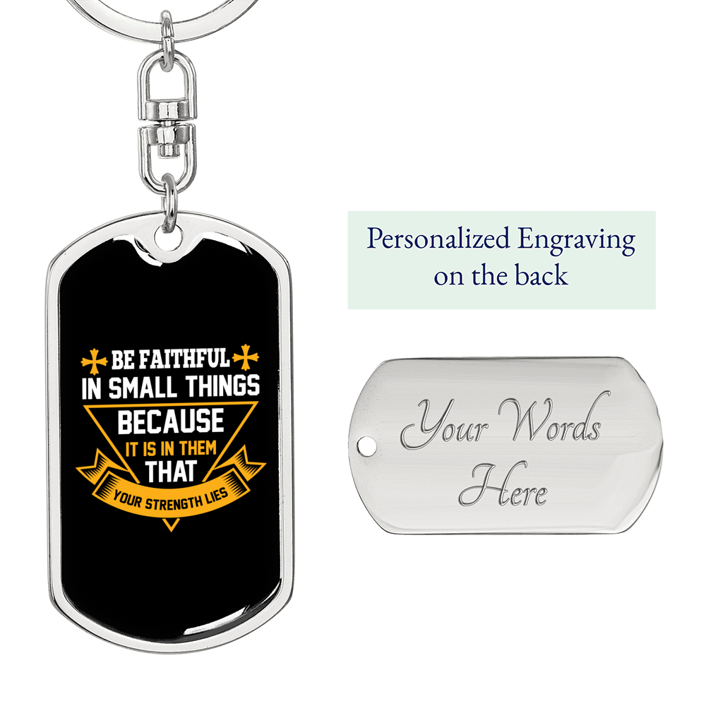 Your Strength Keychain Stainless Steel or 18k Gold Dog Tag Keyring-Express Your Love Gifts
