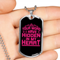 Your Word In My Heart In Pink Christian Necklace Stainless Steel or 18k Gold Dog Tag 24" Chain-Express Your Love Gifts