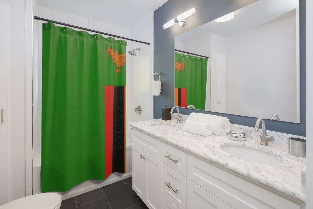 Zambia Flag Stylish Design 71" x 74" Elegant Waterproof Shower Curtain for a Spa-like Bathroom Paradise Exceptional Craftsmanship-Express Your Love Gifts