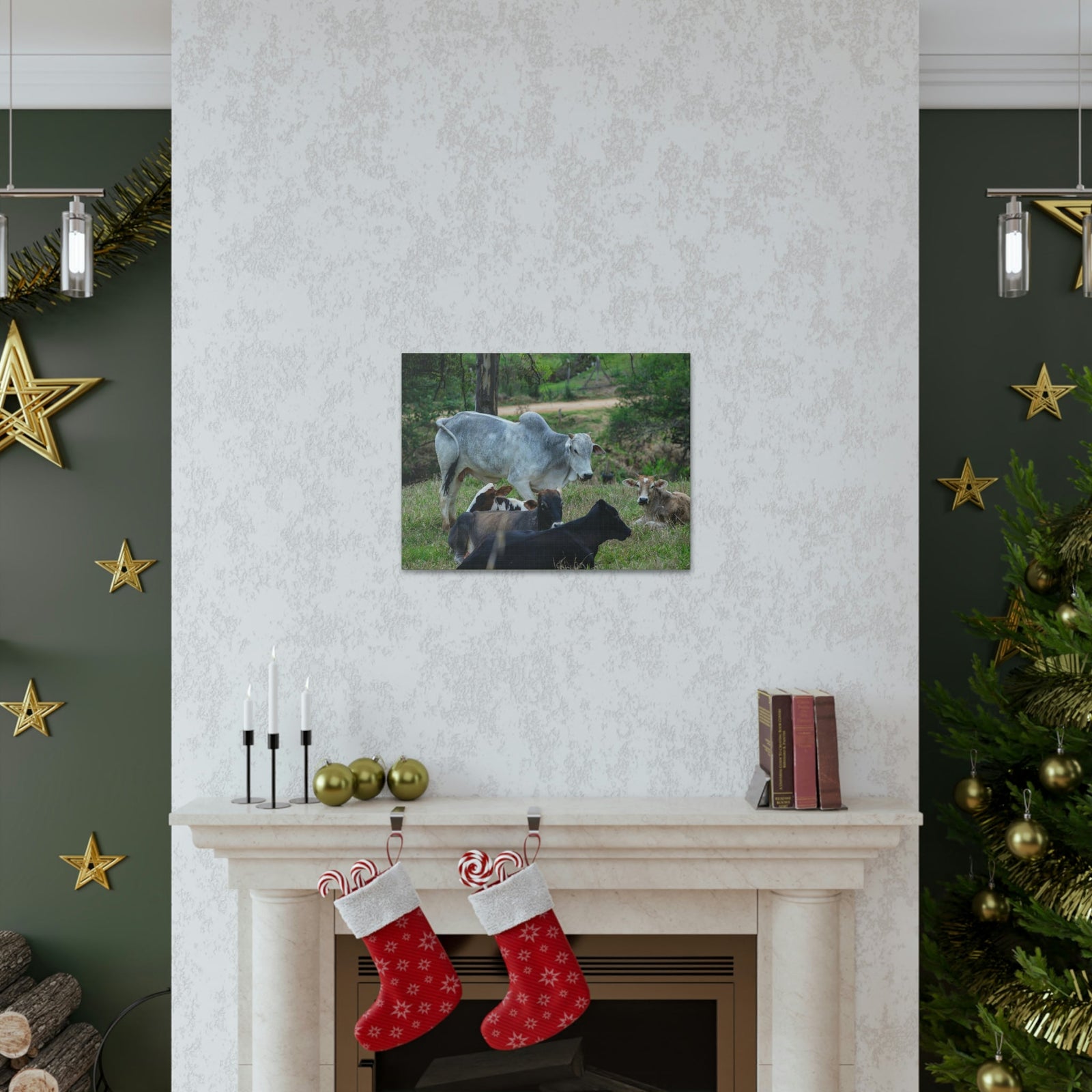 Scripture Walls Zebus Group Zebu Troop Print Animal Wall Art Wildlife Canvas Prints Wall Art Ready to Hang Unframed-Express Your Love Gifts