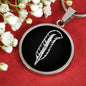 Zeppelin Ma'At Feather Circle Necklace Stainless Steel or 18k Gold 18-22"-Express Your Love Gifts